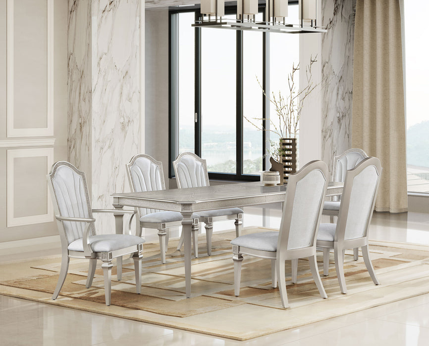 Evangeline Dining Table Set with Extension Leaf Ivory and Silver Oak - LasVegasFurnitureOnline.com