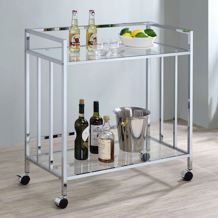 Cara Rectangular Glass Bar Cart - LasVegasFurnitureOnline.com