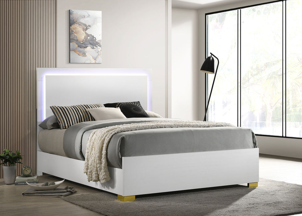 Marceline Bed with LED Headboard White