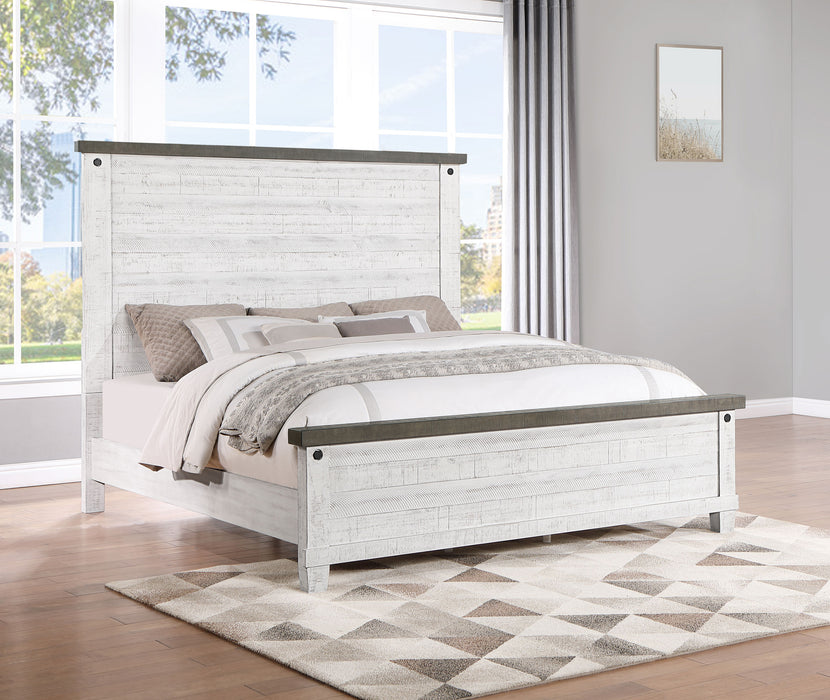 Lilith Panel Bed Distressed Grey and White - LasVegasFurnitureOnline.com