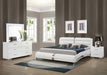 Jeremaine Bedroom Set with LED Mirror Glossy White - LasVegasFurnitureOnline.com