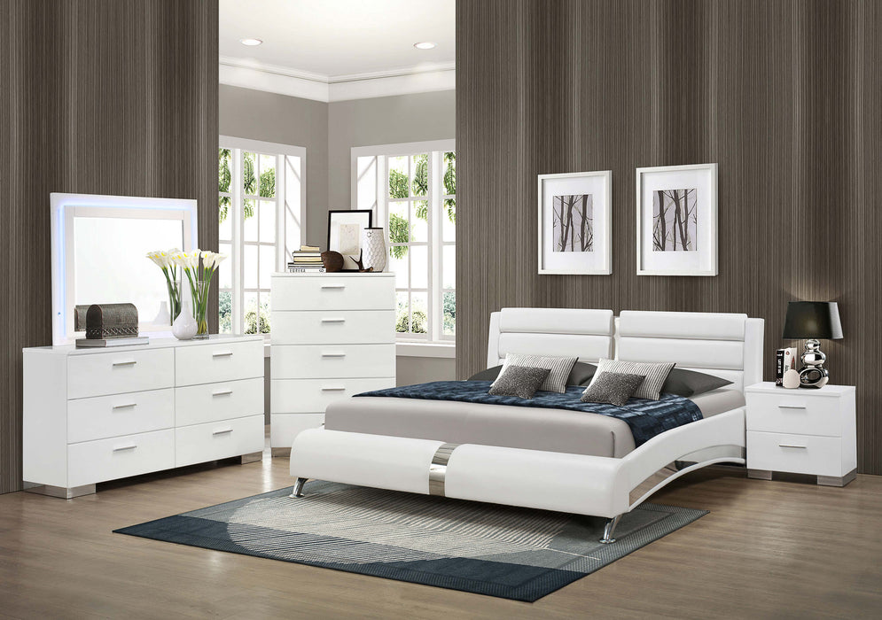 Jeremaine Bedroom Set with LED Mirror Glossy White - LasVegasFurnitureOnline.com