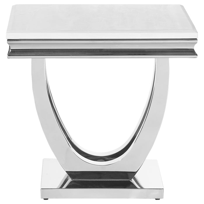 Kerwin U-base Square End Table White and Chrome - LasVegasFurnitureOnline.com