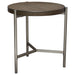 Atwood 22" Round End Table w/ Grey Oak Veneer Top & Brushed Silver Metal Base by Diamond Sofa - LasVegasFurnitureOnline.com