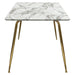 Chance Faux Marble Top Rectangular Dining Table w/ Brushed Gold Metal Legs by Diamond Sofa - LasVegasFurnitureOnline.com