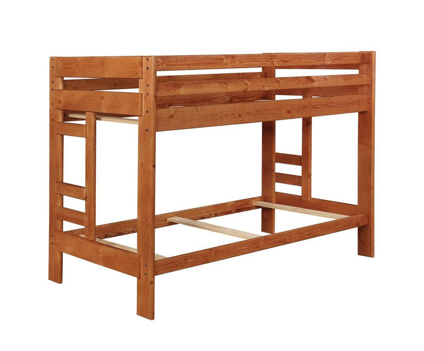 Wrangle Hill Twin Over Twin Bunk Bed Amber Wash - LasVegasFurnitureOnline.com