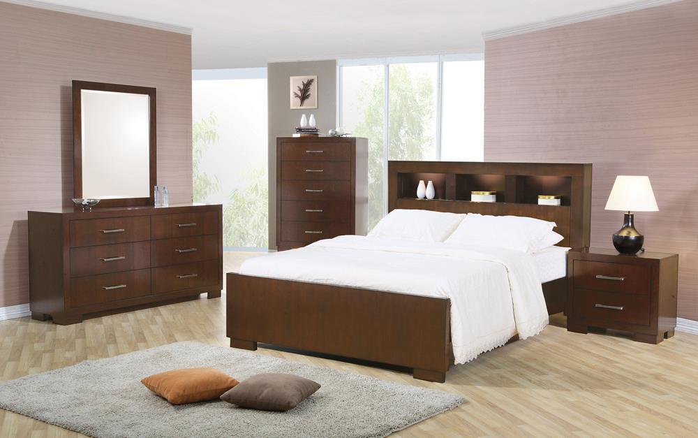 Jessica Eastern King Bed with Storage Headboard Cappuccino - LasVegasFurnitureOnline.com