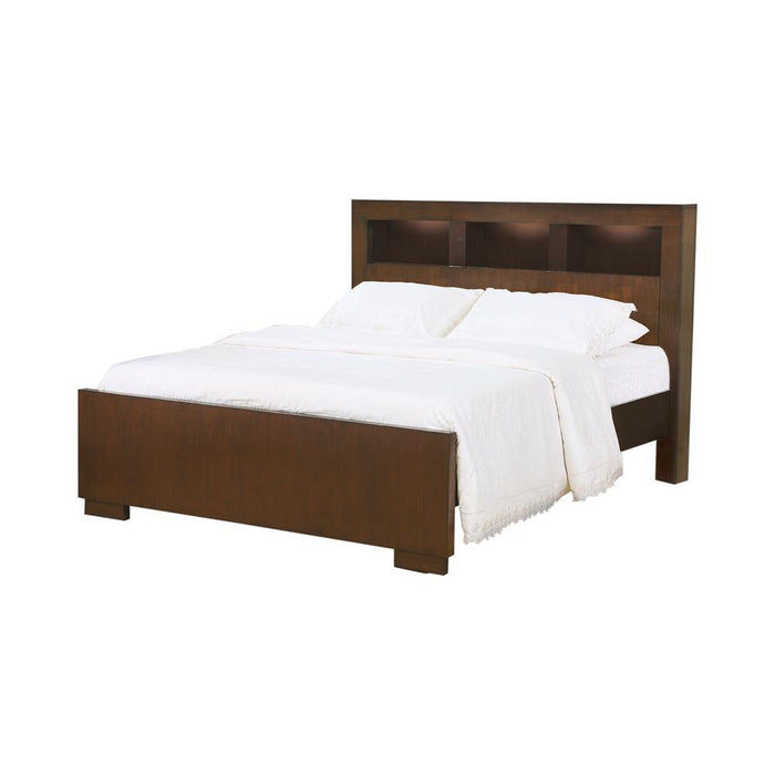 Jessica Queen Bed with Storage Headboard Cappuccino - LasVegasFurnitureOnline.com