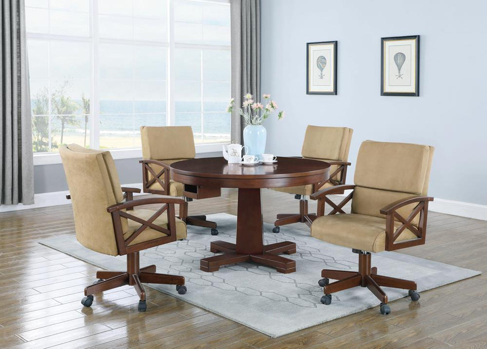 Marietta Round Wooden Game Table Tobacco - LasVegasFurnitureOnline.com