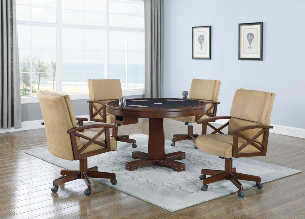 Marietta Round Wooden Game Table Tobacco - LasVegasFurnitureOnline.com