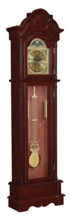 Diggory Grandfather Clock Brown Red and Clear - LasVegasFurnitureOnline.com