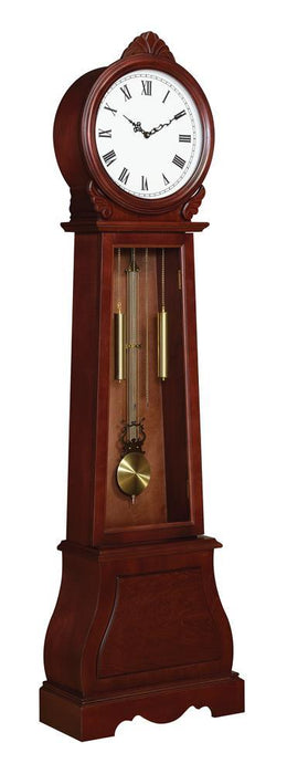 Narcissa Grandfather Clock with Chime Brown Red - LasVegasFurnitureOnline.com