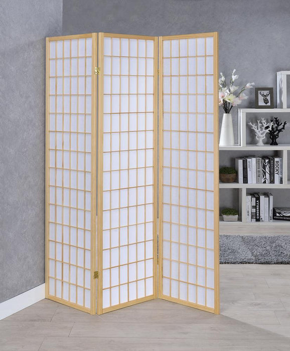 Carrie 3-panel Folding Screen Natural and White - LasVegasFurnitureOnline.com