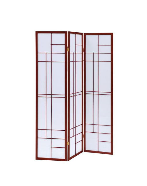 Katerina 3-panel Folding Floor Screen White and Cherry - LasVegasFurnitureOnline.com