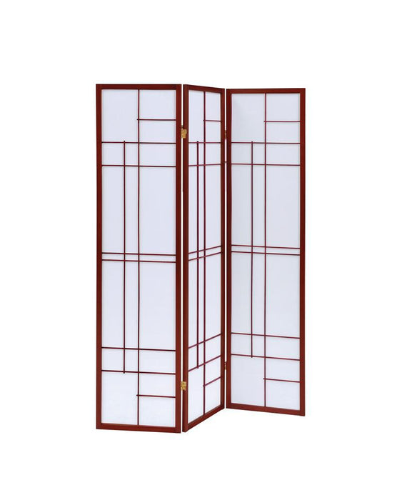 Katerina 3-panel Folding Floor Screen White and Cherry - LasVegasFurnitureOnline.com