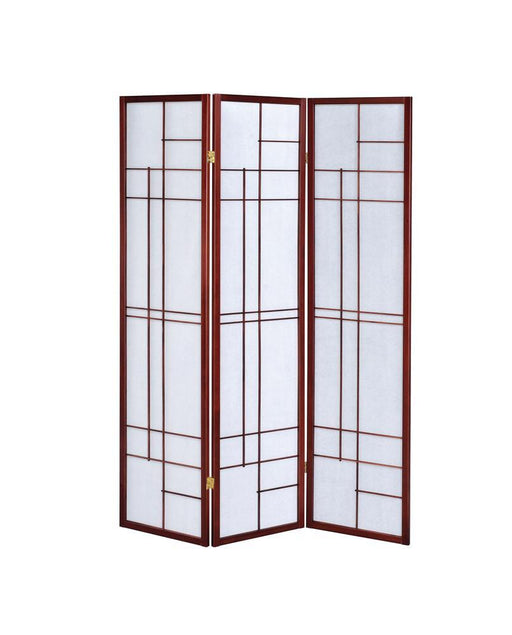 Katerina 3-panel Folding Floor Screen White and Cherry - LasVegasFurnitureOnline.com