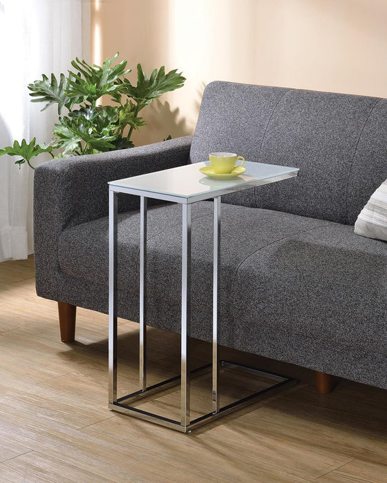 Stella Glass Top Accent Table Chrome and White - LasVegasFurnitureOnline.com