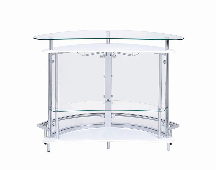 Amarillo 2-tier Bar Unit White and Chrome - LasVegasFurnitureOnline.com