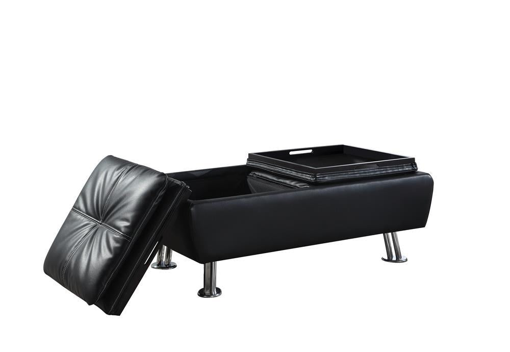 Dilleston Contemporary Black Ottoman - LasVegasFurnitureOnline.com