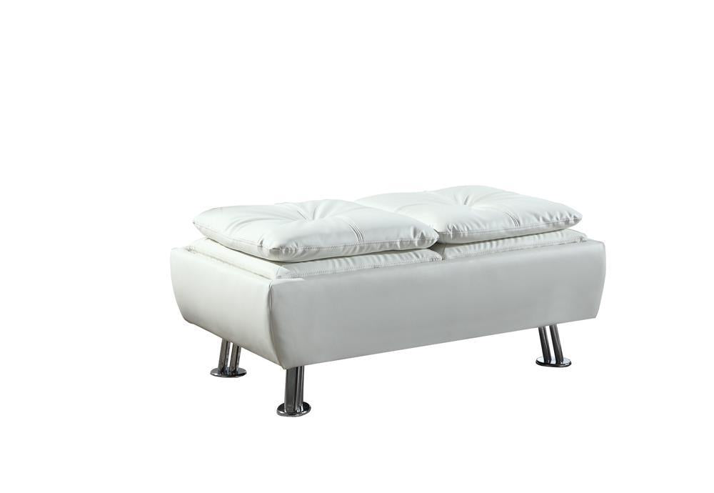 Dilleston Contemporary White Ottoman - LasVegasFurnitureOnline.com