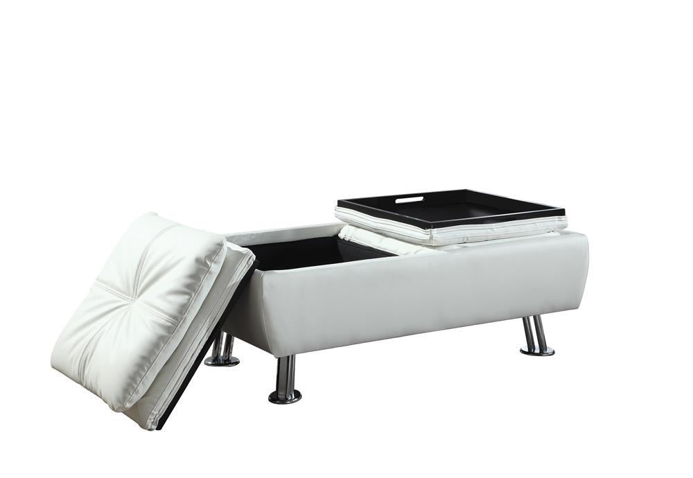 Dilleston Contemporary White Ottoman - LasVegasFurnitureOnline.com