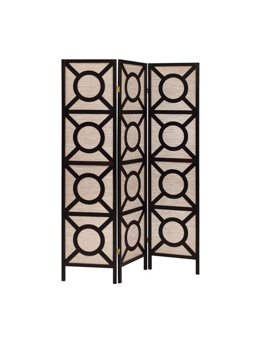 Vulcan 3-panel Geometric Folding Screen Tan and Cappuccino - LasVegasFurnitureOnline.com