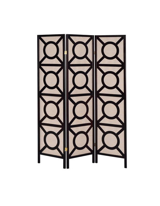 Vulcan 3-panel Geometric Folding Screen Tan and Cappuccino - LasVegasFurnitureOnline.com