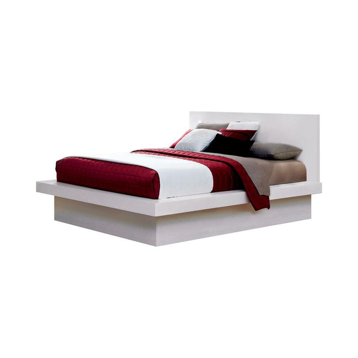 Jessica Eastern King Platform Bed with Rail Seating White - LasVegasFurnitureOnline.com