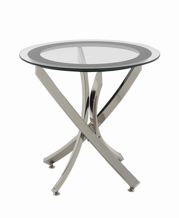 Brooke Glass Top End Table Chrome and Black - LasVegasFurnitureOnline.com