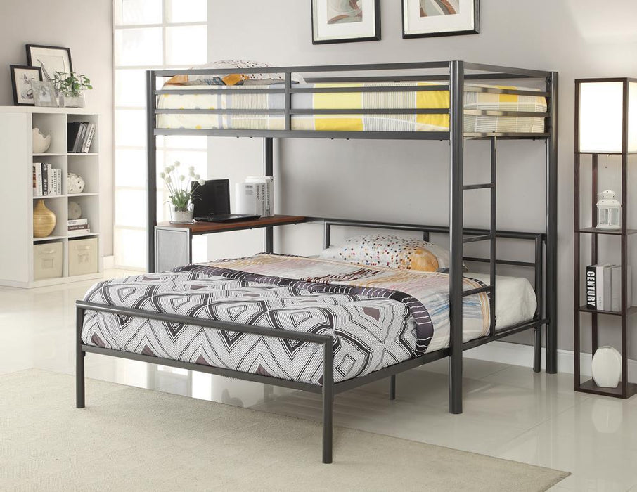 Fisher Twin Workstation Loft Bed Gunmetal - LasVegasFurnitureOnline.com