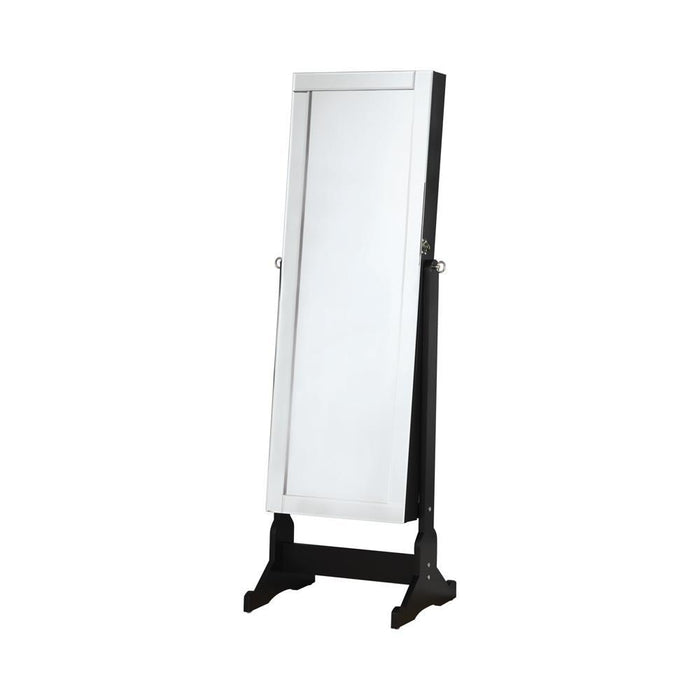 Cortez Storage Jewelry Cheval Mirror Black - LasVegasFurnitureOnline.com