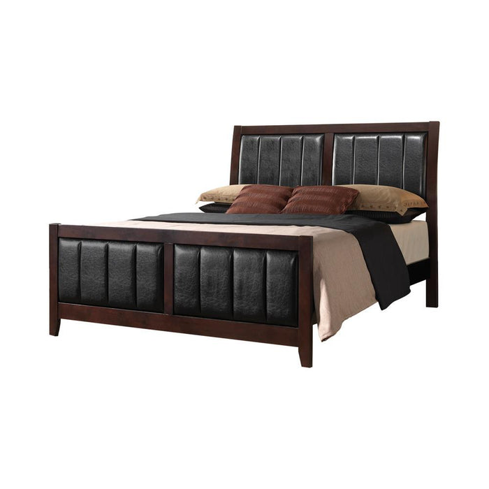 Carlton Queen Upholstered Bed Cappuccino and Black - LasVegasFurnitureOnline.com