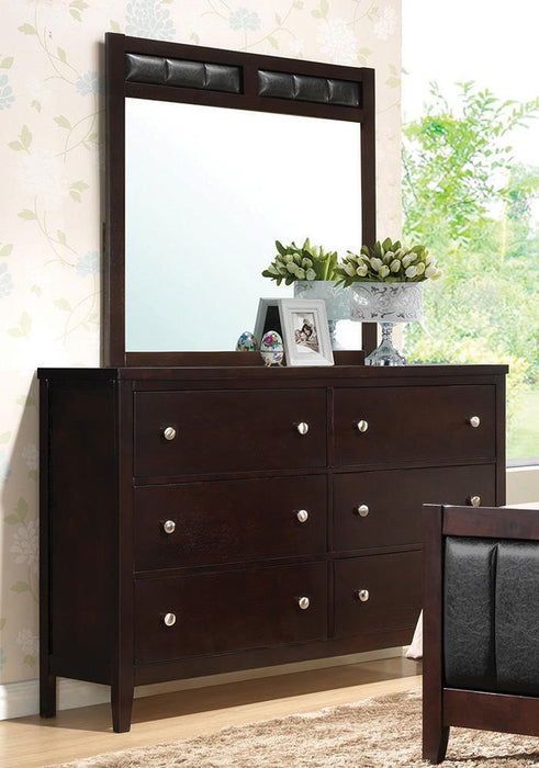 Carlton Upholstered Rectangular Dresser Mirror Cappuccino - LasVegasFurnitureOnline.com