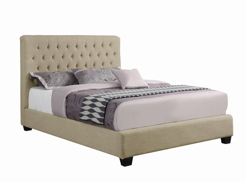 Chloe Tufted Upholstered Full Bed Oatmeal - LasVegasFurnitureOnline.com