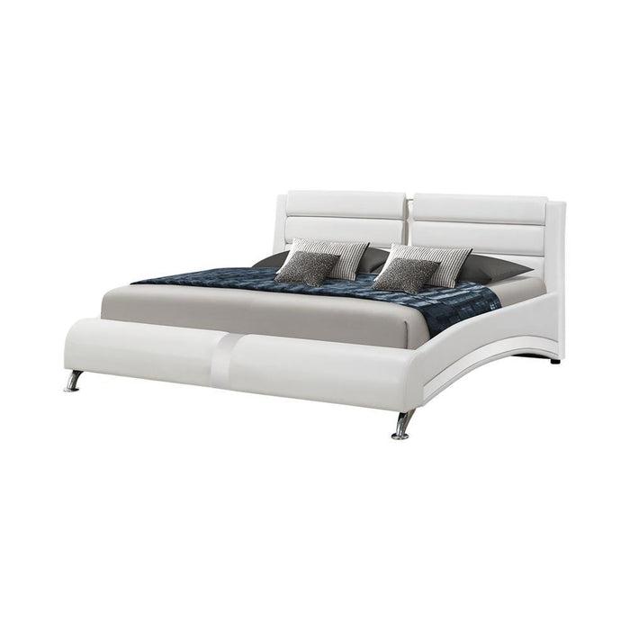 Jeremaine California King Upholstered Bed White - LasVegasFurnitureOnline.com