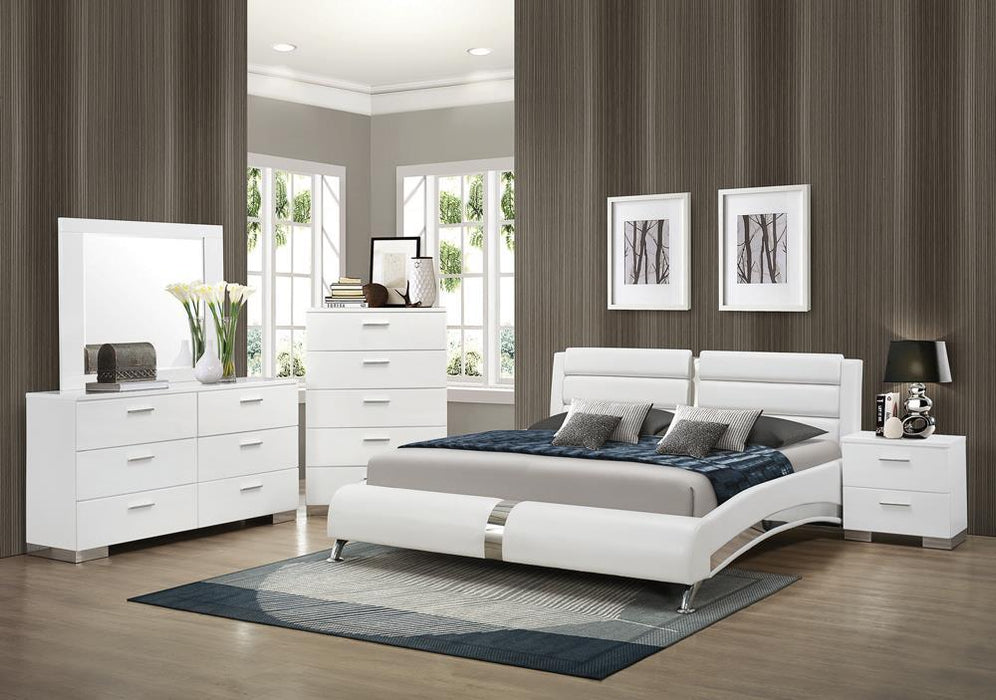 Jeremaine California King Upholstered Bed White - LasVegasFurnitureOnline.com