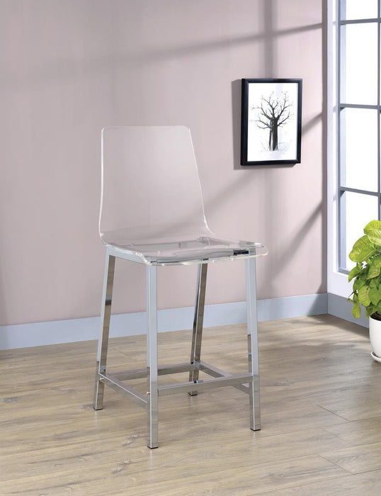 Juelia Counter Height Stools Chrome and Clear Acrylic (Set of 2) - LasVegasFurnitureOnline.com