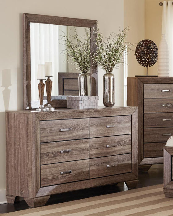 Kauffman Rectangular Dresser Mirror Washed Taupe - LasVegasFurnitureOnline.com