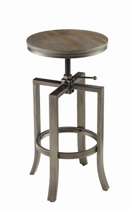 Bartlett Adjustable Height Swivel Bar Stools Brushed Nutmeg and Slate Grey (Set of 2) - LasVegasFurnitureOnline.com