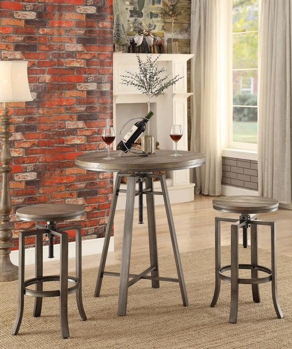 Bartlett Adjustable Height Swivel Bar Stools Brushed Nutmeg and Slate Grey (Set of 2) - LasVegasFurnitureOnline.com