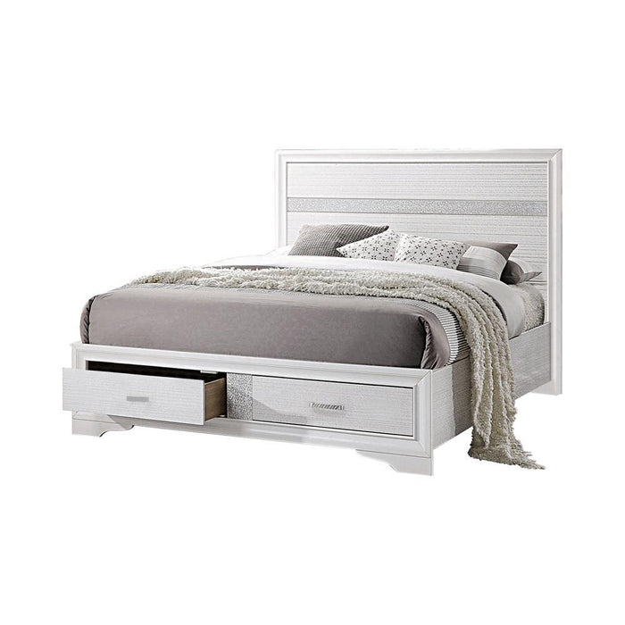 Miranda Eastern King 2-drawer Storage Bed White - LasVegasFurnitureOnline.com