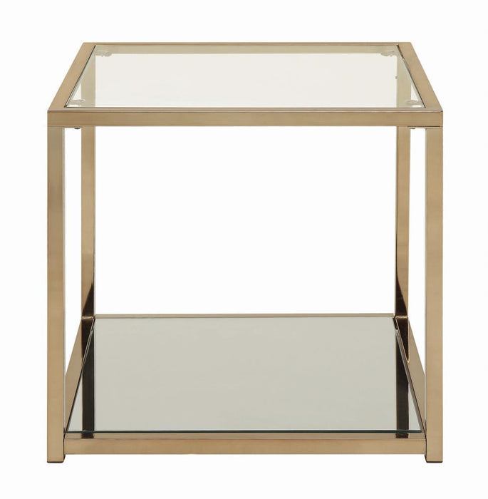 Cora End Table with Mirror Shelf Chocolate Chrome - LasVegasFurnitureOnline.com