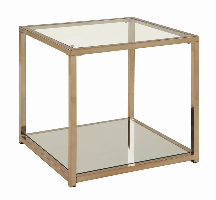 Cora End Table with Mirror Shelf Chocolate Chrome - LasVegasFurnitureOnline.com