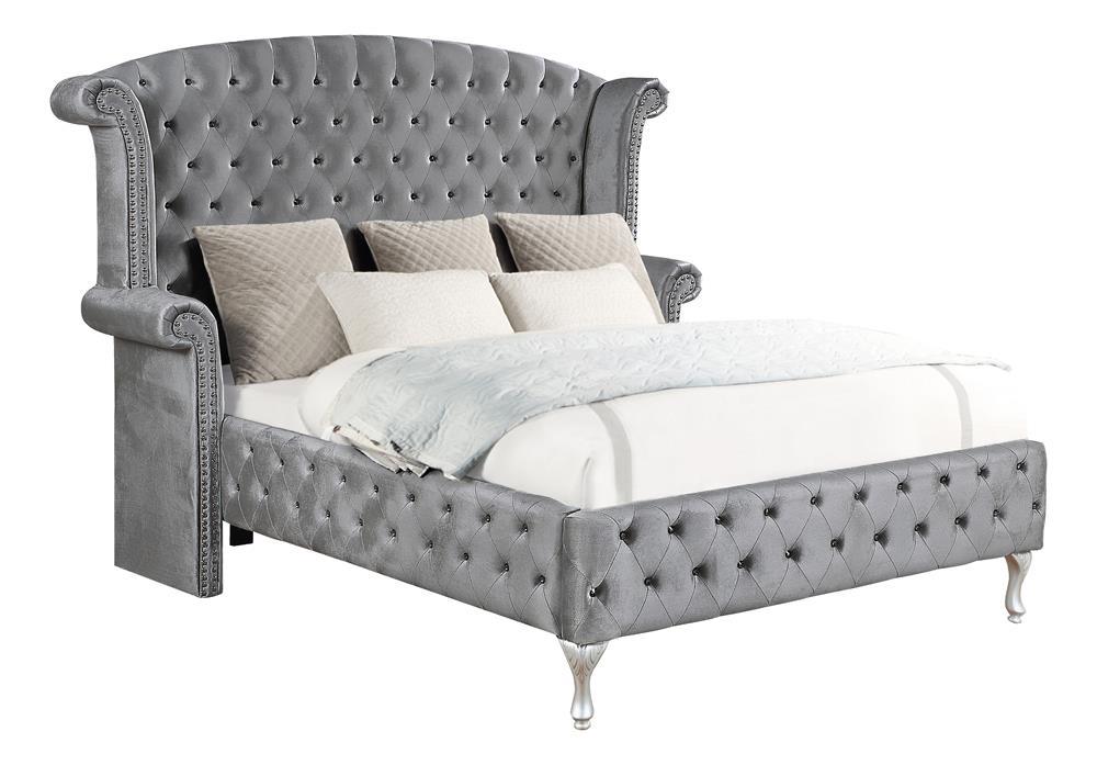 Deanna Eastern King Tufted Upholstered Bed Grey - LasVegasFurnitureOnline.com