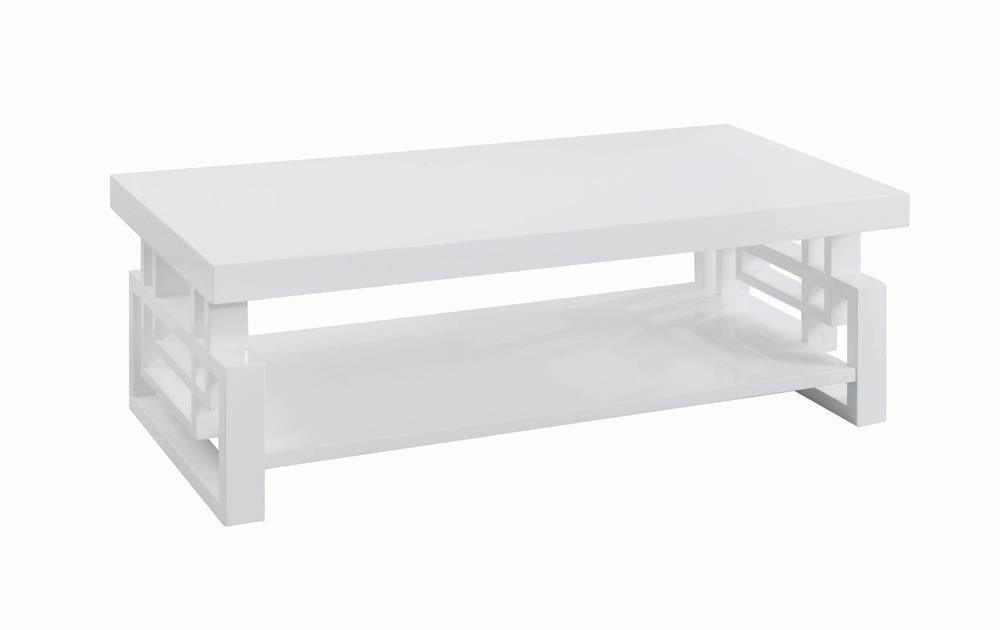 Schmitt Rectangular Coffee Table High Glossy White - LasVegasFurnitureOnline.com