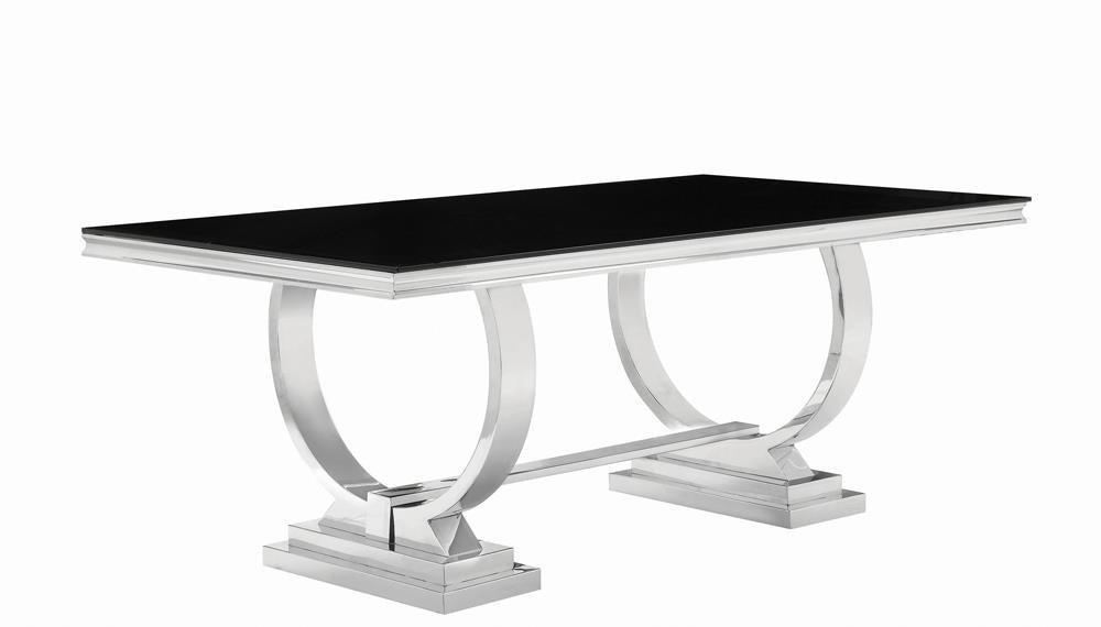 Antoine Rectangular Dining Table Chrome and Black - LasVegasFurnitureOnline.com