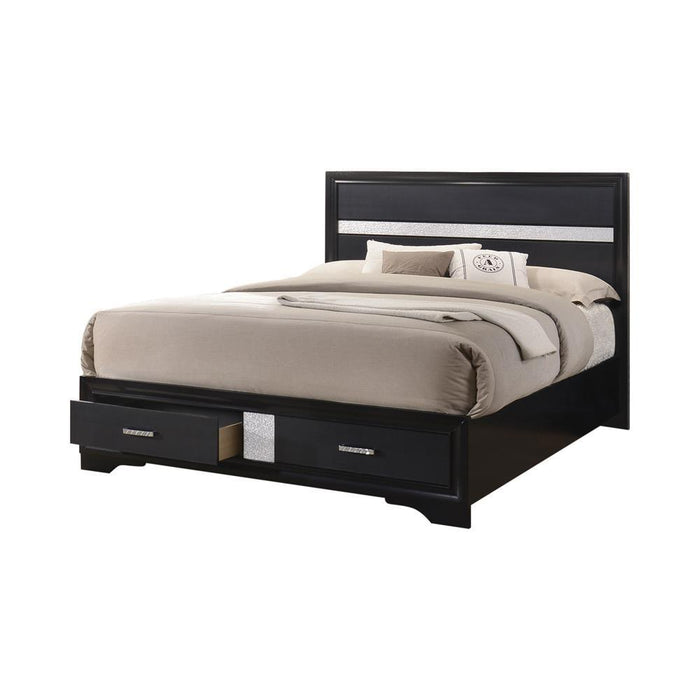 Miranda California King 2-drawer Storage Bed Black - LasVegasFurnitureOnline.com