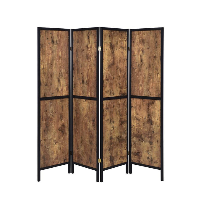 Deepika 4-panel Folding Screen Antique Nutmeg and Black - LasVegasFurnitureOnline.com