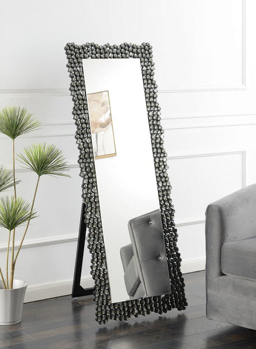 Mckay Textural Frame Cheval Floor Mirror Silver and Smoky Grey - LasVegasFurnitureOnline.com