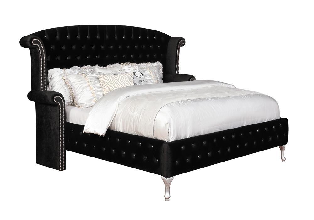 Deanna California King Tufted Upholstered Bed Black - LasVegasFurnitureOnline.com